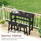 Stoog 3-Pieces Patio Bar Set, All-Weather HIPS Outdoor Bar Stools Set of 2, Counter Height Bar Table with Waterproof Top, Never Fade or Rot, Black