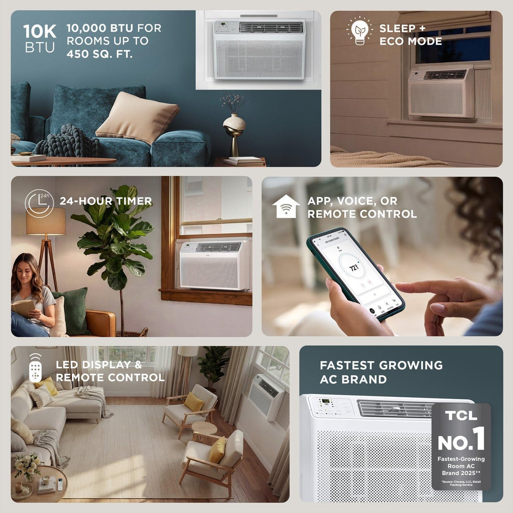 tcl 10,000 btu smart window air conditioner, fan, close-up detail