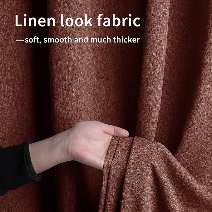 Easy-Going Linen Look Outdoor Curtains Waterproof Windproof Porch Curtains, Soft Thicken Outdoor Privacy Curtains for Patio, Gazebo, Grommet Top and Tab Bottom Drape, 1 Panel, 54x84 inch, Terra Red