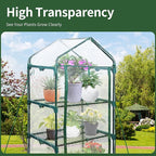 4 Tier Mini Greenhouse for Outdoor Indoor, Waterproof Heavy Duty Small Greenhouses with PVC Cover, Portable Green Houses for Outside Winter Plant Protection, 64'' H x 27'' L x 20'' W