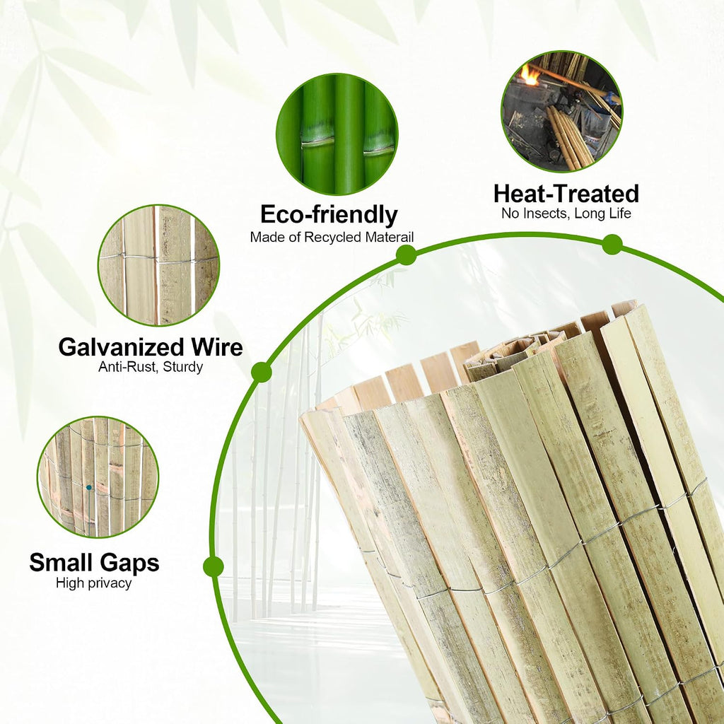 bamboo slat fence 6ft h x 13ft l, close-up detail