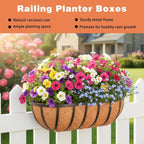 16" railing planter window box with coco fiber shown in use