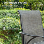 PHI VILLA 5 Piece Outdoor Bar Set, High Top Patio Table and Chairs with 4 Swivel Bar Stools (Grey) & Square Bar Bistro Table for Garden, Yard
