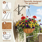 8 inch Metal Hanging Baskets For Plants Outdoor 4 Pack Round Metal Wire Hanging Basket Planter with Coco Fiber Liners Chain Round Wire Plant Holder for Garden, Patio, Deck, Porch Plants Flower Potss