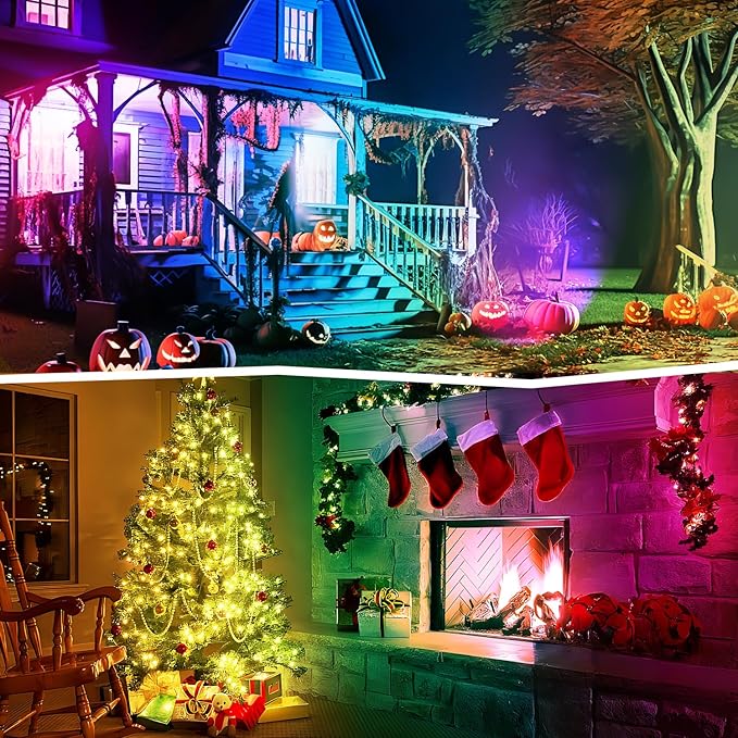 RGBW 8W LED Spotlight with Remote, 16 Color Changing Landscape Lighting for Outdoor Indoor, 120V Plug-in & 6FT Cord, Spotlight Flag Light for Garden Tree (4)