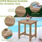 Y&M Outdoor Side Table, HIPS Adirondack Small Single Table, Waterproof Square Outside Table, Balcony Modern End Tables for Patio, Pool, Beach, Porch, Deck, Indoor or Outdoor Use (Brown, 2 Pack)
