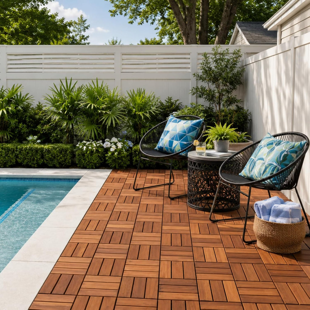 thyoi premium deck tiles, 10 pcs patio flooring shown in use