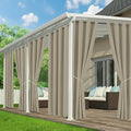 Outdoor Curtains for Patio Waterproof - 6 Panels Privacy Weatherproof Outside Curtains with Grommets for Pergola, Gazebo, Porch, Cabana, Balcony, 54 x 84 Inch, Taupe