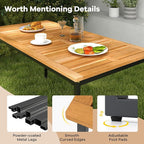 Tangkula 6 Pieces Outdoor Acacia Wood Dining Set, Patio Table and Chairs Set with Bench and 2” Umbrella Hole, Outdoor Patio Dining Furniture Set for Lawn, Garden, Poolside, Backyard