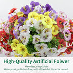 12 Bundles Artificial Pansy Flowers for Outdoor, Faux Silk Pansies Spring Flowers for Outside for Planter Front Door Porch Patio Yard Window Box Home Decor (Purple, Yellow, White,Red)
