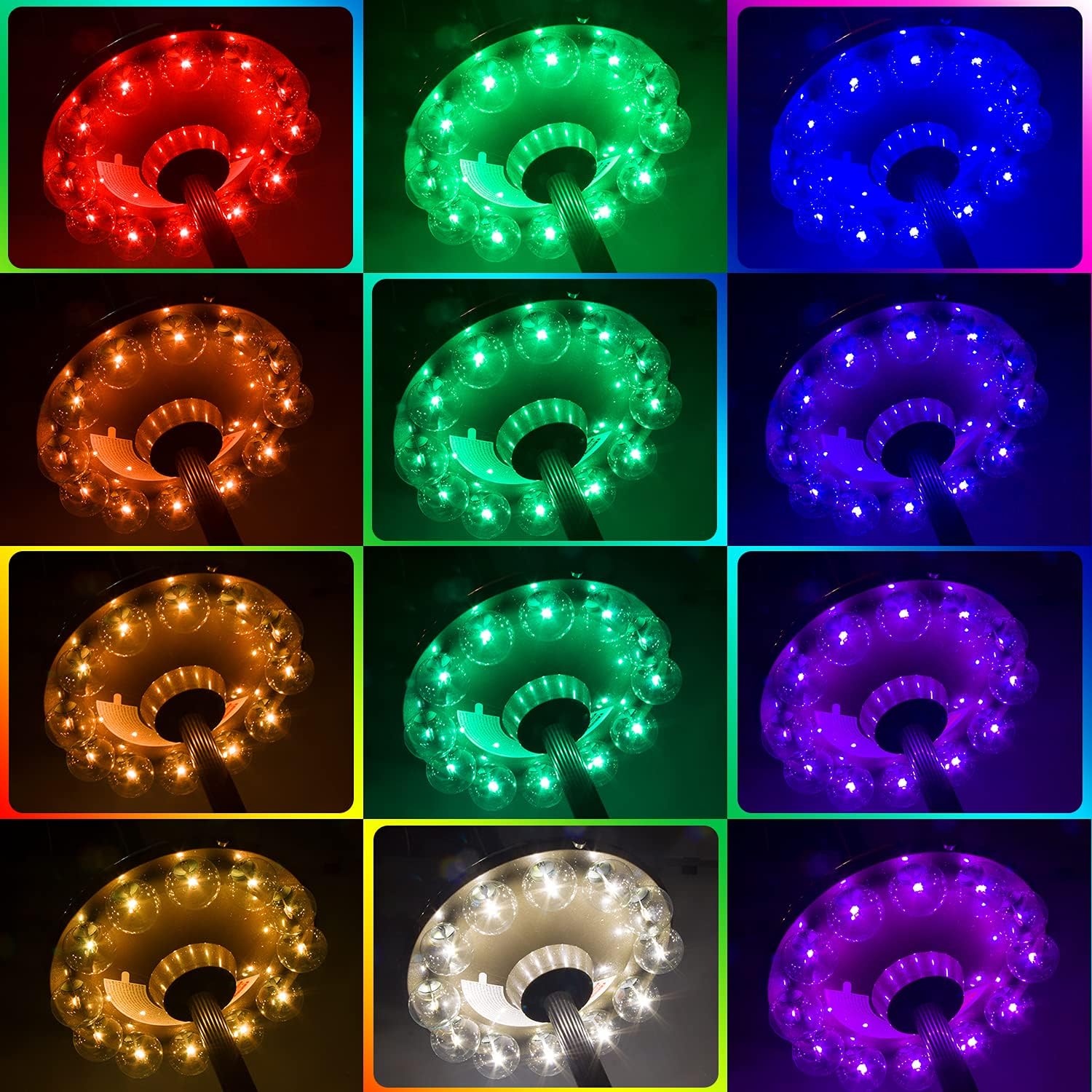 LUXSWAY Umbrella Lights Battery Operated,12 Color Changing Outdoor Patio Umbrella Light for Pole with 80Ft Remote,12 Clear Bulb 48 LEDs,4 Modes,4 Timer Option,Umbrella Hanging Light for Camping,BBQ