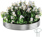 Galvanized Metal Planter Raised Garden Bed Kit for Gardening Outdoor 2x2x1ft Round Galvanized Steel Fire Pit，Steel Fire Pit Silver for Backyard, Camping, Bonfire