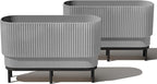 Veradek Demi Series Raised Long Planter for Indoor/Outdoor Use | Made from Plastic & Stone w/Wooden Stand | Modern Patio Décor for Flowers/Shrubs