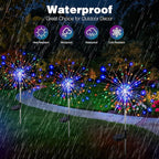 btfarm 2 Pack Solar Garden Lights Outdoor 8 Modes, 120 LED Firework Lights Solar Powered, Waterproof Twinkle Fairy Light Outside for Yard Pathway Lawn Pool Patio Christmas Decorative, Multicolor
