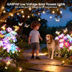 Garpar Solar Lily Lights with Swaying Butterflies, Upgraded Garden Solar Lights Outdoor Decorative, Waterproof Color Changing Garden Decor for Outside Yard Lawn Pathway Gift for Mom Women Grandma