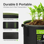 BN-LINK 5-Pack 5 Gallon Grow Bags, Heavy Duty Aeration Fabric Pots with Handles, Thickened Nonwoven Plant Bags for Vegetables, Flowers, Fruits