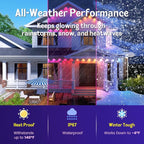 Fitop Permanent Outdoor Lights, 150FT RGB Waterproof LED Lights for House, Smart Outdoor Strip Light with Extendable Design, App/Remote Control, 16 Million Colors, IP67 Rated