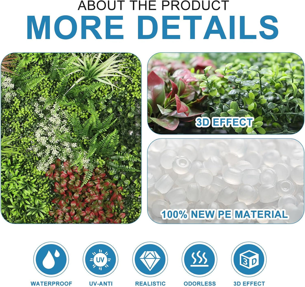 artificial ivy privacy fence 40"×120" grass wall faux, close-up detail