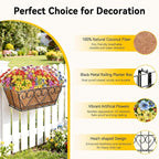 ZeeDix Railing Planter Boxes with Artificial Flowers, 2 Pack 16 Inch Window Box Planter with 24 Pack Fake Flowers for Deck Porch Patio Balcony Garden Home Decor