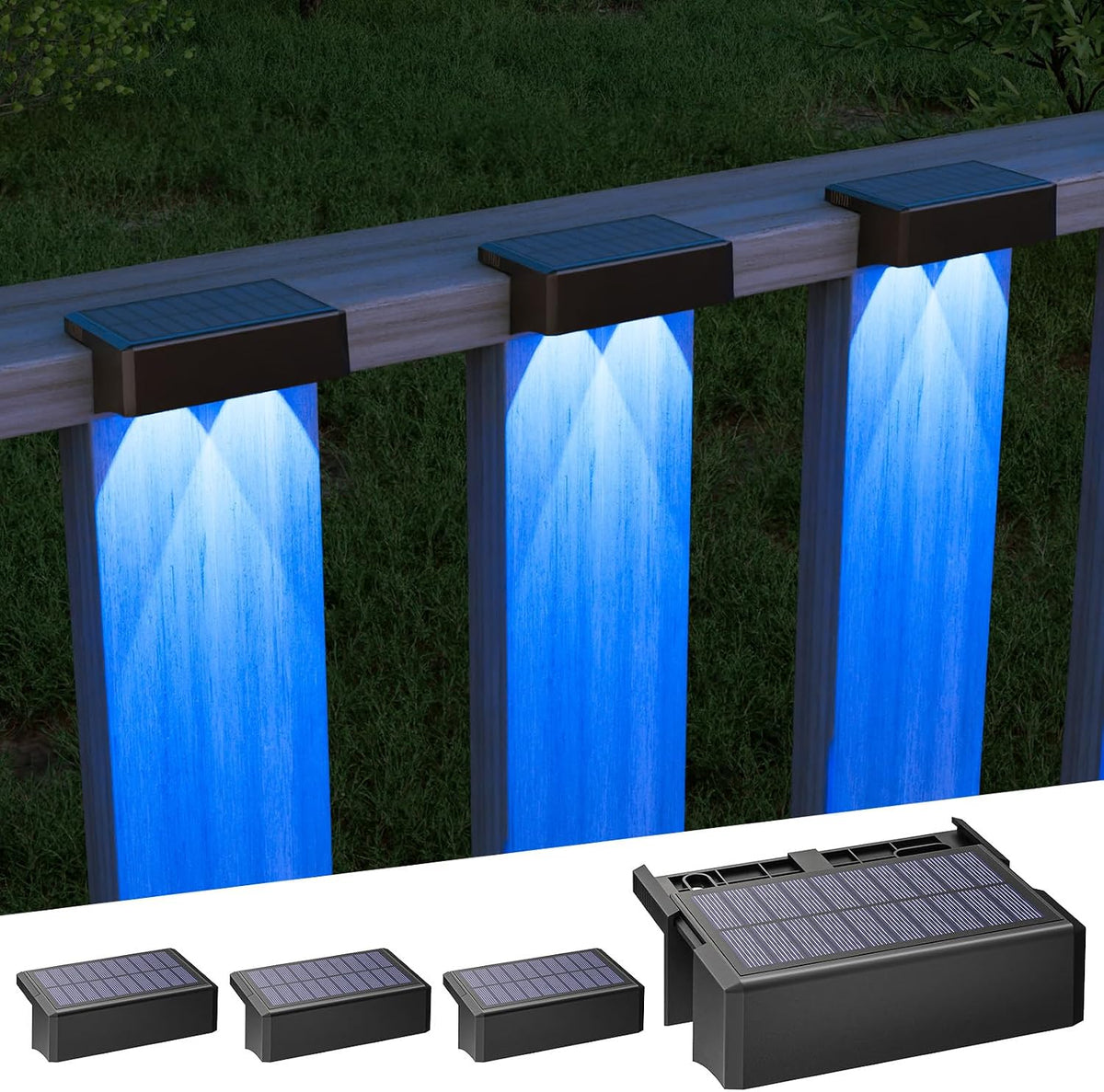volisun solar deck lights 4 pack, color changing, main product view