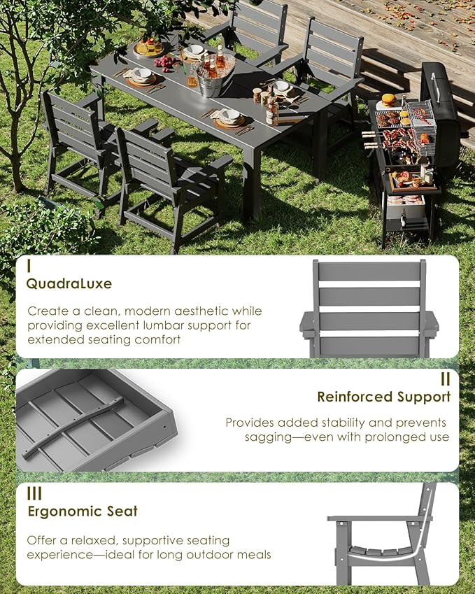 GREENVINES Outdoor Dining Chair | HDPE | Patio Chairs | All-Weather | Grey