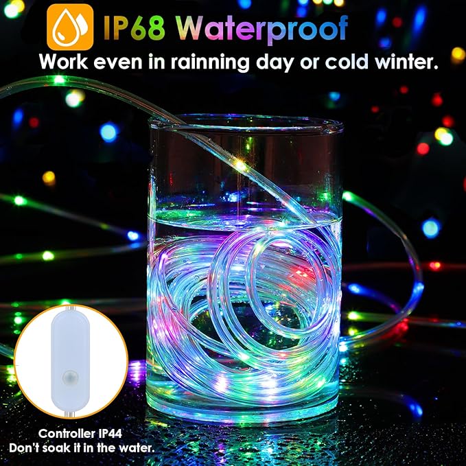 49Ft LED Rope Lights for Outside, 18 Colors Changing Outdoor Fairy String Lights with Remotes, Waterproof 150 LEDs Colored Rope Lighting Plug in for Bedroom Patio Party Halloween Christmas