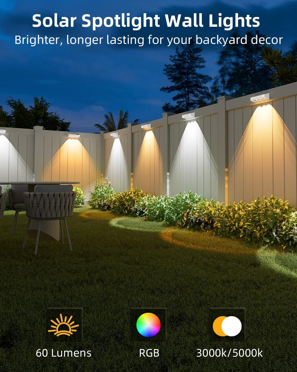 JOFIOS Solar Fence Lights Outdoor, 9 Fixed Colors ＆ Color Changing Fence Lights Solar Powered Waterproof IP65 Dusk-to-Dawn LED Deck Lighting for Patio, Railing, Pool, Porch, Backyard, Wall, 12 Pack