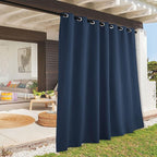 RYB HOME Extra Wide Outdoor Curtains for Patio Waterproof Heavy Duty Thermal Insulated in Summer Full Coverage Privacy for Porch, Gazebo & Pergola, W100 x L84, Navy Blue, 1 Panel