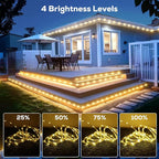 50FT 360 LED Waterproof Rope Lights Outside with Remote, 8 Modes and 4 Brightness Tube Lights for Christmas, Bedroom, Patio, Garden, Indoor Outdoor Decoration (Warm White)