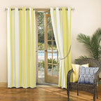 Sun Zero Valencia 2-Pack Cabana Stripe Indoor/Outdoor UV Protectant Energy Efficient Grommet Curtain Panel Pair, Yellow, 54" x 95"