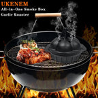 Small Cast Iron Garlic Roaster with 4 Iron Fish, Pre-Seasoned Smoker Roaster, Garlic Cooker, Garlic Roasting Pot, Mini Cocotte Garlic Potato Baker, Wood Chip Smoker Box for BBQ Meats Vegetables