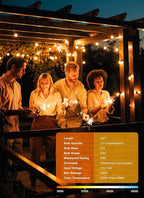 Brightown Outdoor String Lights, 25FT 12+1 G40 Bulbs Shatterproof Patio Lights, IP65 Waterproof Dimmable Hanging Connectable Globe LED Outdoor Lights for Backyard, Bistro, Porch, Deck, Balcony