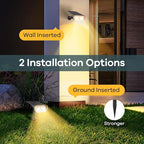 Linkind Solar Lights Outdoor Waterproof IP65, StarRay Dusk-to-Dawn Outdoor Solar Lights, 3 Lighting Modes Solar Spot Lights Outdoor for Garden, Yard, Landscape (Warm White, 6 Pack)
