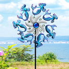 COOZZYHOUR 39" Mermaid Wind Spinners Metal Windmill Garden Stake,Ocean Theme Outdoor Wind Spinner,Wind Sculptures Yard Art Decorations for Patio,Lawn & Garden