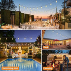 Brightever 200FT Outdoor String Lights with Remote, 2700K/4000K/5000K Selectable LED String Lights for Outside with 100+4 ST38 Edison Bulbs, 3 Modes Dimmable Patio Lights Waterproof for Camping, Deck