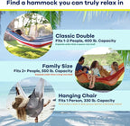 Handwoven Hammock by Yellow Leaf Hammocks - Double Size, Fits 1-2 PPL, 400lb max - Weathersafe, Super Strong, Easy to Hang, Ultra Soft, Artisan Made - Color: Natural Khaki