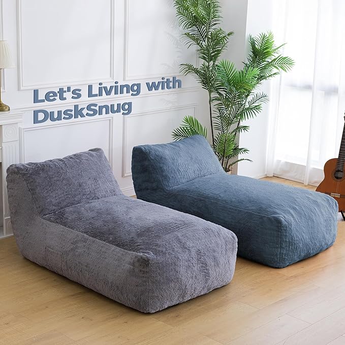 Giant Bean Bag Lounger Chair for Adults with Soft & Cozy Plush Fabric,Memory Foam Filled Beanbag Chair for Family Living Room,Bedroom and Game Room (Bluegrey)