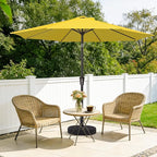 MEWAY 9ft Patio Umbrella Outdoor Table Umbrellas with Push Button Tilt and Crank, Market Umbrella 8 Sturdy Ribs for Deck, Garden, Pool and Backyard, Yellow