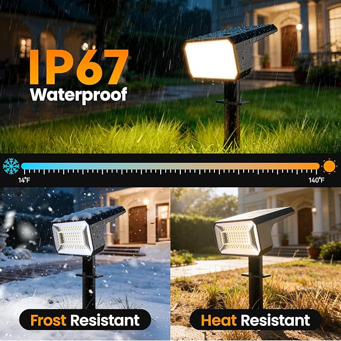 Fabrito Solar Spot Lights Outdoor 10 Pack, [108Leds, 4 Modes] Auto On/Off Spotlights, IP67 Waterproof Landscape Lights for Tree, Yard, Patio, Pool, Pathway, Driveway, Cool White