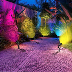 1500LM LED High Brightness Outdoor Landscape Lighting 15W RGBCW Color Changing Landscape Lights Remote Control Spot-Lights with Plug in IP66 Waterproof Flood Light for Garden - 4 Pack