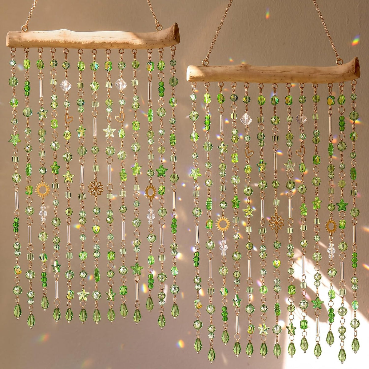 suncalla 2 pcs crystal suncatchers window hanging green, main product view