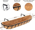 2pcs 30' Planter, Metal Window Box with Coco Liner, Wall Planter for Outdoor Indoor Balcony, Rustic Horse Trough Style