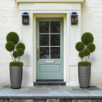 QCQHDU Large Tall Dark Gray Planters Set of 2-9 Gallon 12" Round Outdoor Planters for Front Door & Patio, Faux Stone Indoor Plant Pots with Tray, Porch Decor Plant Containers