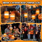 Rechargeable Halloween Pumpkin Lantern Light Collapsible Jack O Lantern | Battery Operated Pumpkin Lantern with Lanyard - Halloween Party Favor Decoration Outdoor Light up Pumpkin for Halloween Party