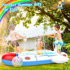 Kiddie Pool Splash Pad for Kids 68" x 38" x 21.5" | 3-in-1 Inflatable Sprinkler Pool for Toddlers Ages 3-8, Backyard Water Play Mat, Outdoor Summer Wading Pool for Boys & Girls