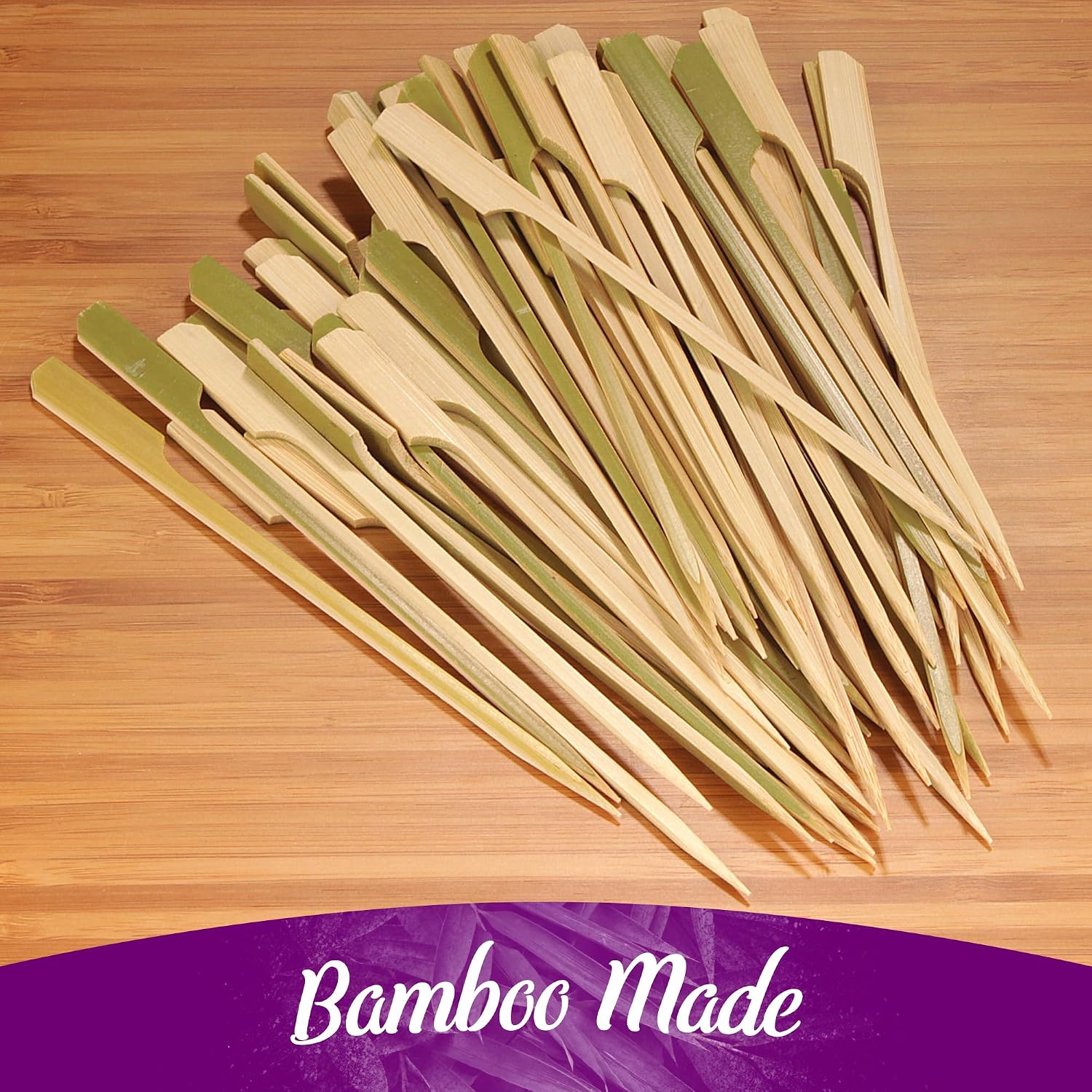 BambooMN 2.7" Bamboo Paddle Pick Skewers for Food, Drinks, Appetizers - 10,000 Pieces