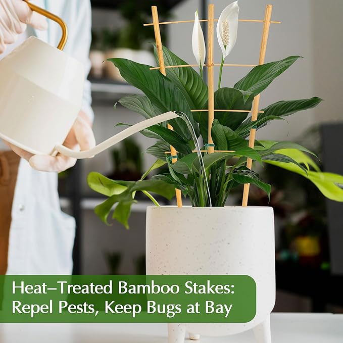 Bamboo Trellis, 12pack 16 Inch Small Plant Wood Bamboo Trellis for Climbing Plants Indoor Potted Plants
