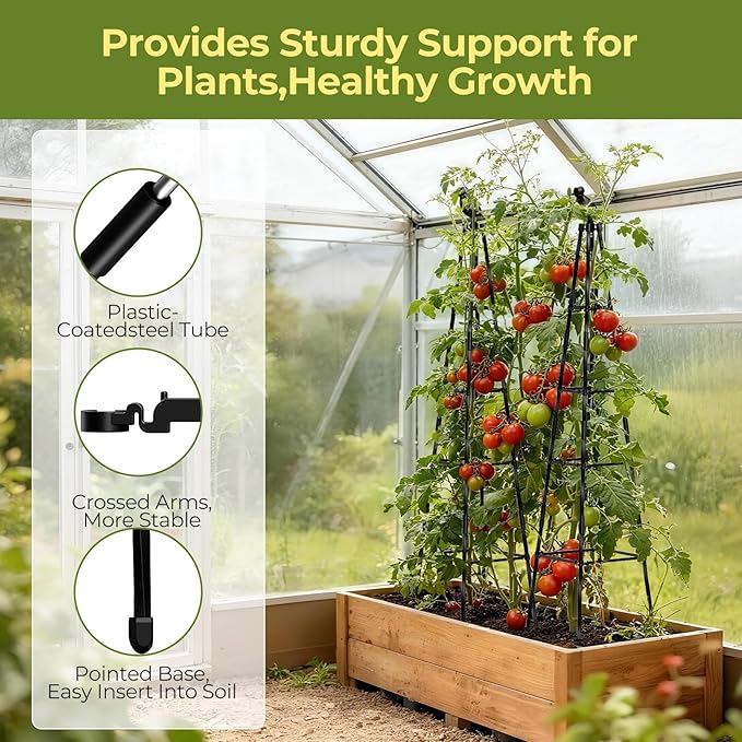 4 Pack Garden Trellis for Climbing Plants Outdoors,65" Tall Cucumber Trellis Garden Obelisk Trellis Rustproof Plants Support with Adjustable Heights for Indoor Potted Plants, Vines, Vegetables