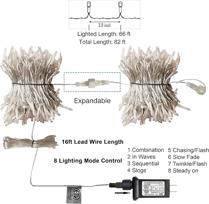 LJLNION 300 LED Valentines Lights, Extra Long 98.5FT Christmas String Lights Outdoor Indoor, 8 Lighting Modes, Plug in Waterproof Fairy Lights for Wedding Party Bedroom Decorations (Red)