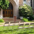 VINGLI 8 Pack Folding Chairs with Padded Seats, Metal Frame with Pu Leather Seat & Back, Capacity 350 lbs, Set of 8, Khaki